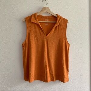 Sigrid Olsen Orange Tank Top Sleeveless Collared XL Pickleball Tennis Sporty